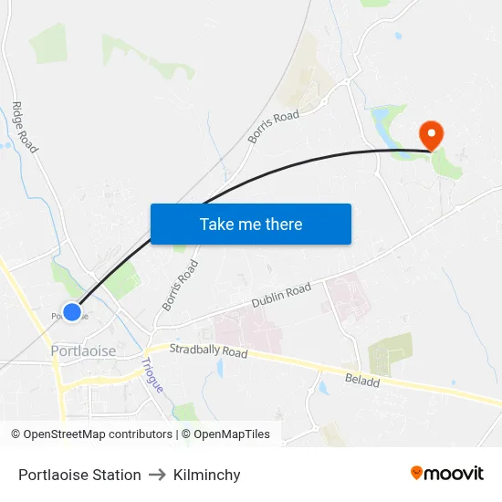 Portlaoise Station to Kilminchy map