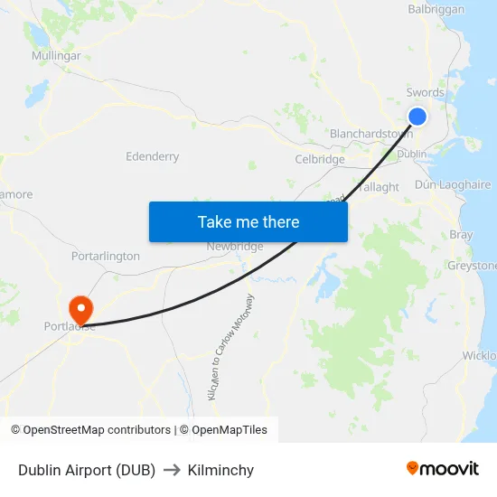 Dublin Airport (DUB) to Kilminchy map