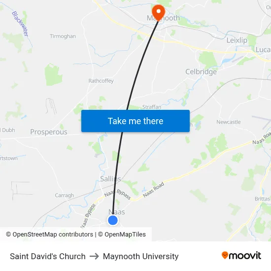 Saint David's Church to Maynooth University map