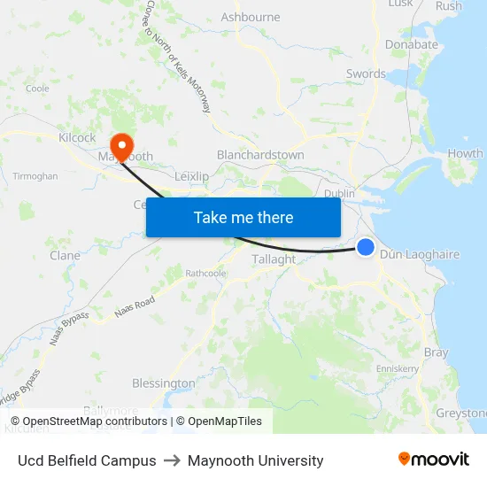 Ucd Belfield Campus to Maynooth University map