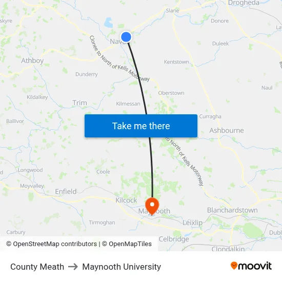 County Meath to Maynooth University map