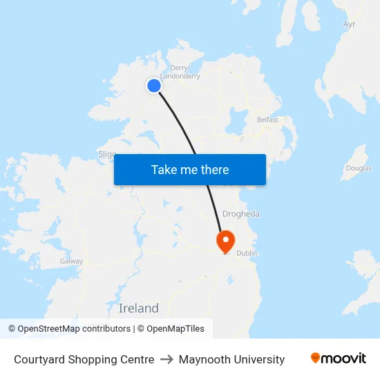 Courtyard Shopping Centre to Maynooth University map