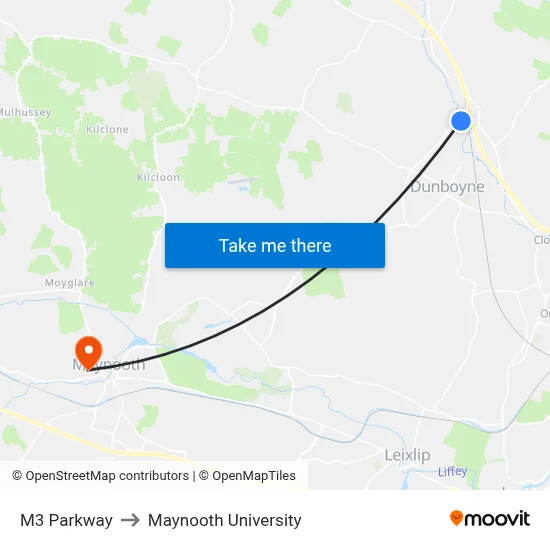 M3 Parkway to Maynooth University map