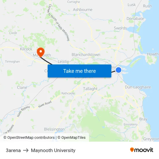 3arena to Maynooth University map