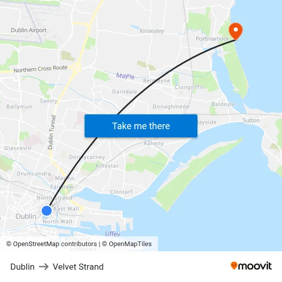 Dublin to Velvet Strand map