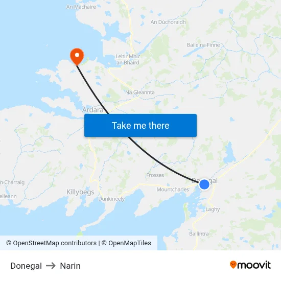 Donegal to Narin map