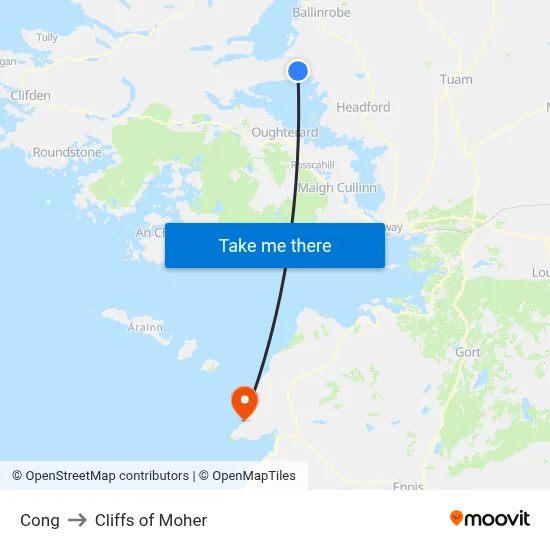 Cong to Cliffs of Moher map