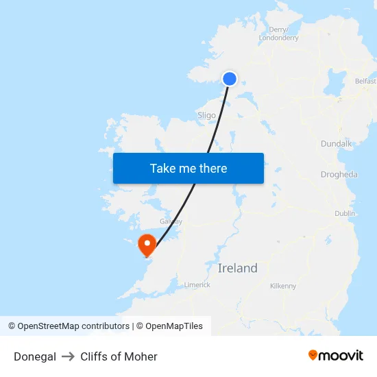Donegal to Cliffs of Moher map
