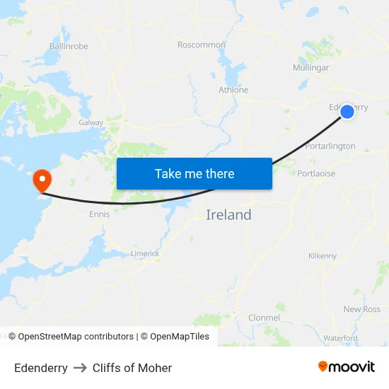 Edenderry to Cliffs of Moher map