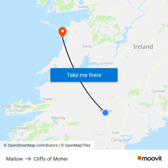 Mallow to Cliffs of Moher map