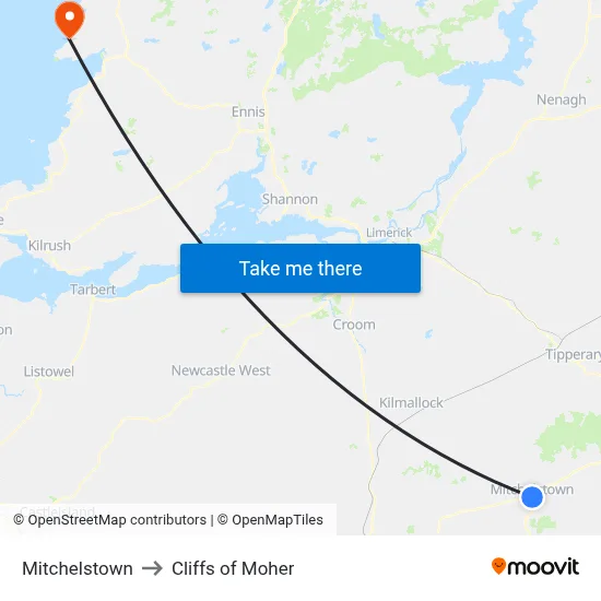 Mitchelstown to Cliffs of Moher map