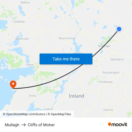 Mullagh to Cliffs of Moher map