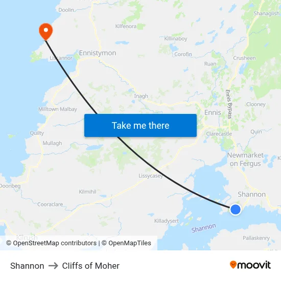 Shannon to Cliffs of Moher map