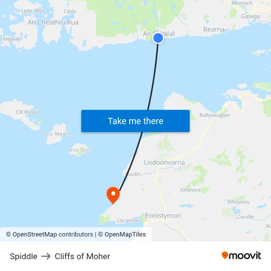 Spiddle to Cliffs of Moher map