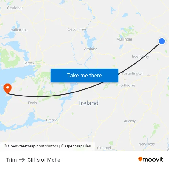 Trim to Cliffs of Moher map