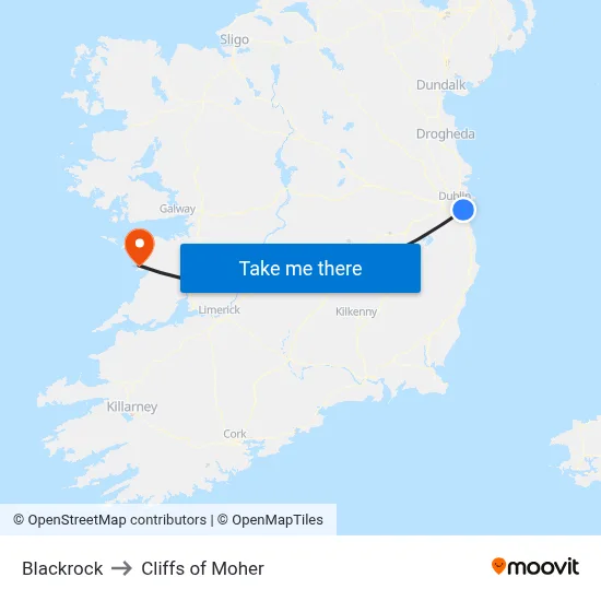 Blackrock to Cliffs of Moher map