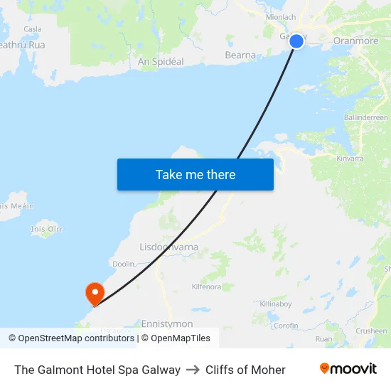 The Galmont Hotel Spa Galway to Cliffs of Moher map