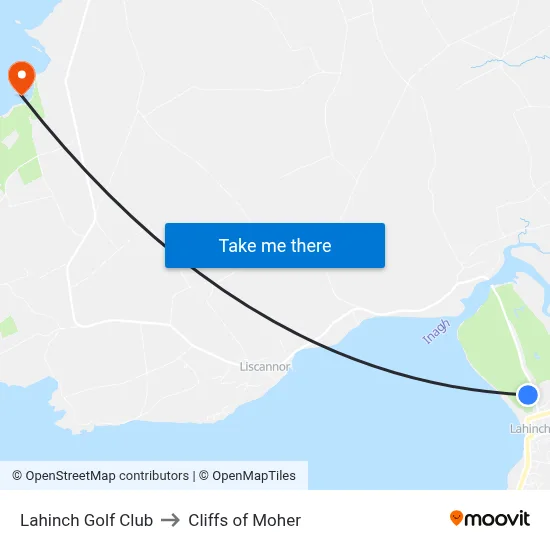 Lahinch Golf Club to Cliffs of Moher map
