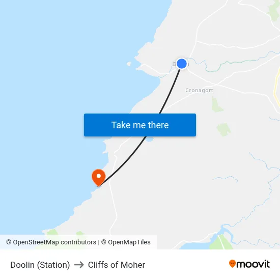 Doolin (Station) to Cliffs of Moher map