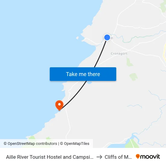 Aille River Tourist Hostel and Campsite Doolin to Cliffs of Moher map