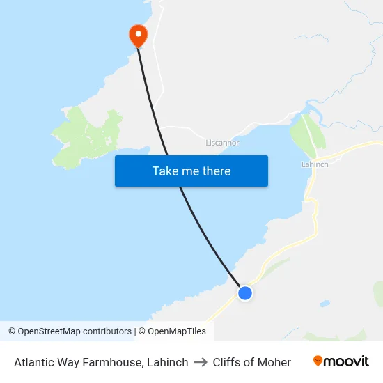 Atlantic Way Farmhouse, Lahinch to Cliffs of Moher map
