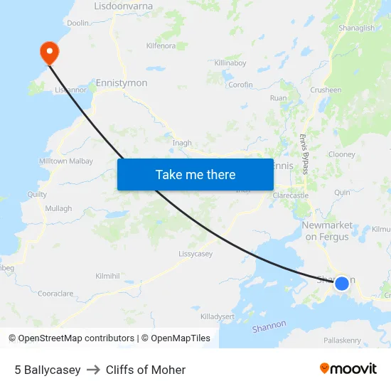 5 Ballycasey to Cliffs of Moher map