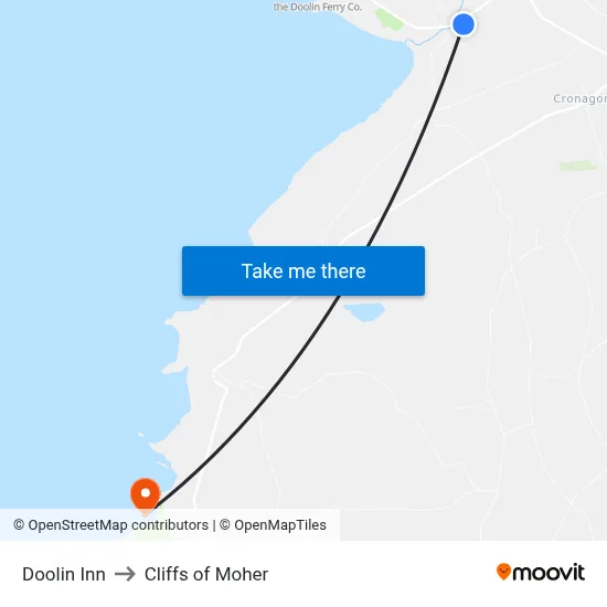 Doolin Inn to Cliffs of Moher map