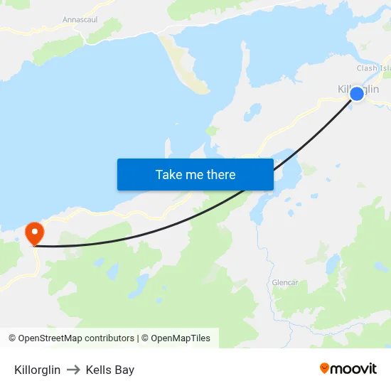 Killorglin to Kells Bay map