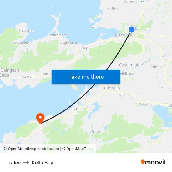 Tralee to Kells Bay map