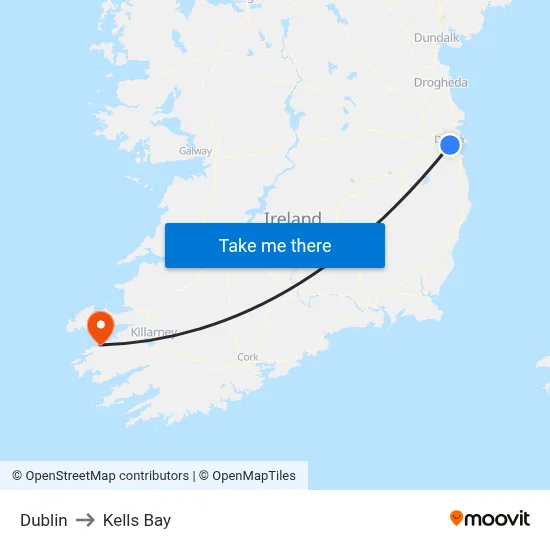 Dublin to Kells Bay map