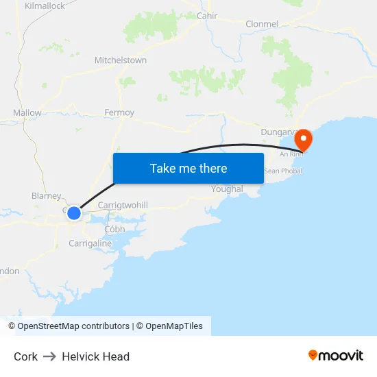 Cork to Helvick Head map