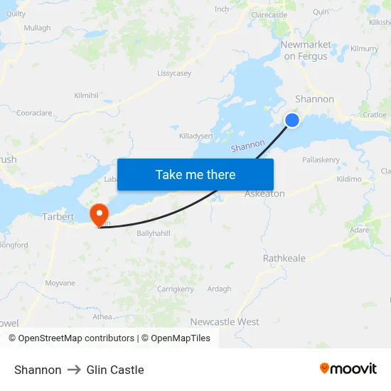 Shannon to Glin Castle map