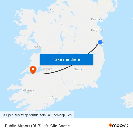 Dublin Airport (DUB) to Glin Castle map