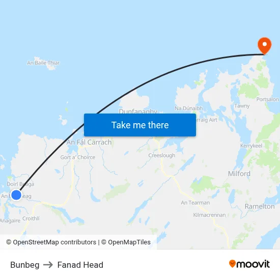 Bunbeg to Fanad Head map