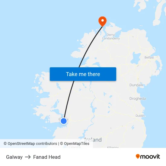 Galway to Fanad Head map