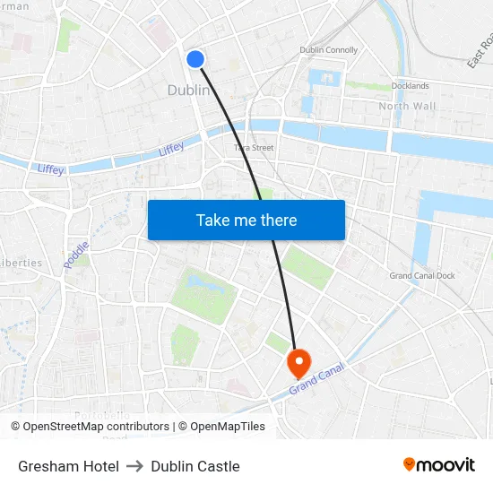 Gresham Hotel to Dublin Castle map