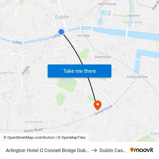Arlington Hotel O Connell Bridge Dublin to Dublin Castle map