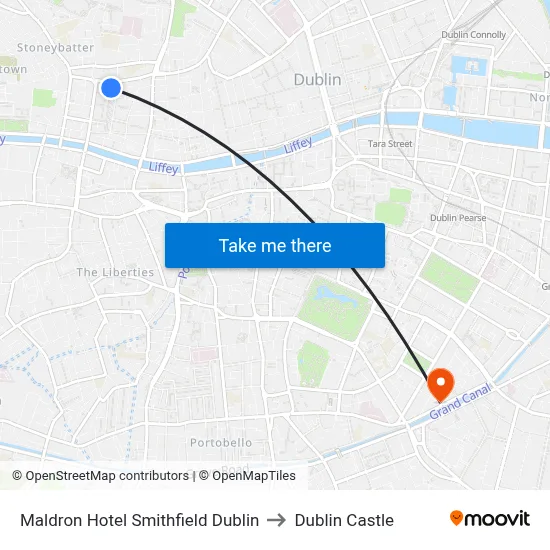 Maldron Hotel Smithfield Dublin to Dublin Castle map