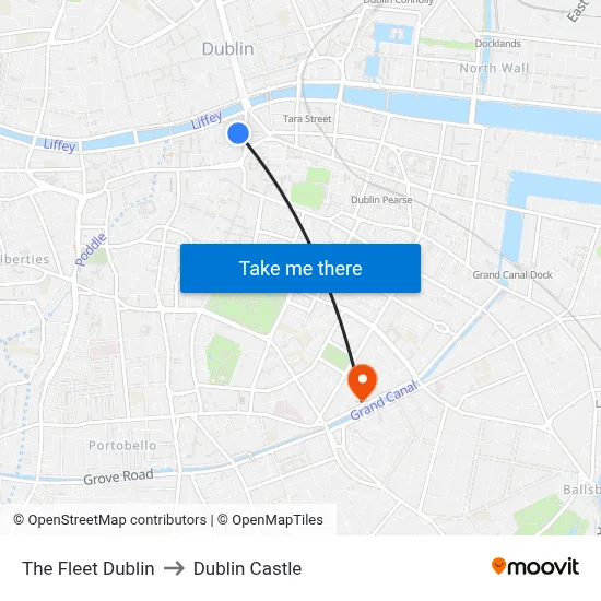 The Fleet Dublin to Dublin Castle map