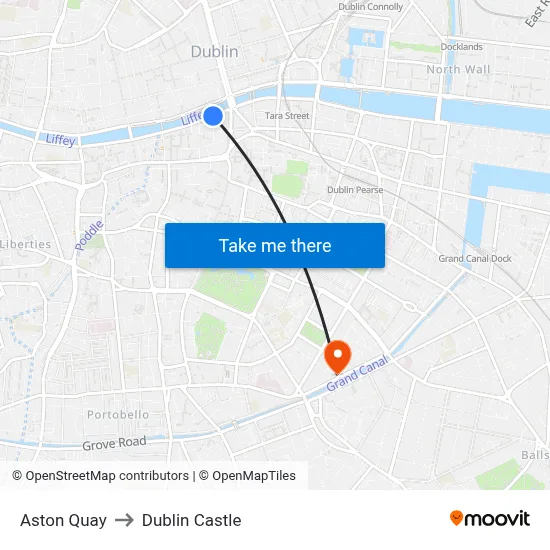 Aston Quay to Dublin Castle map