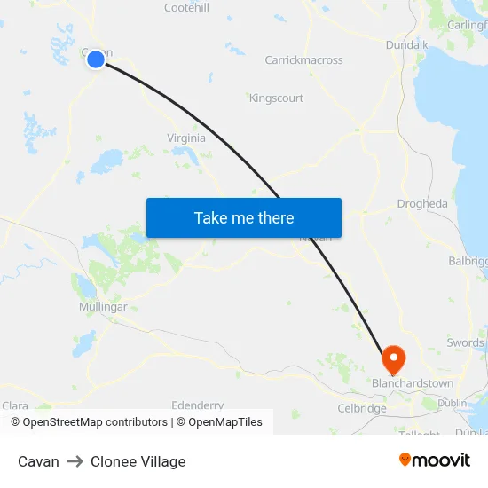 Cavan to Clonee Village map