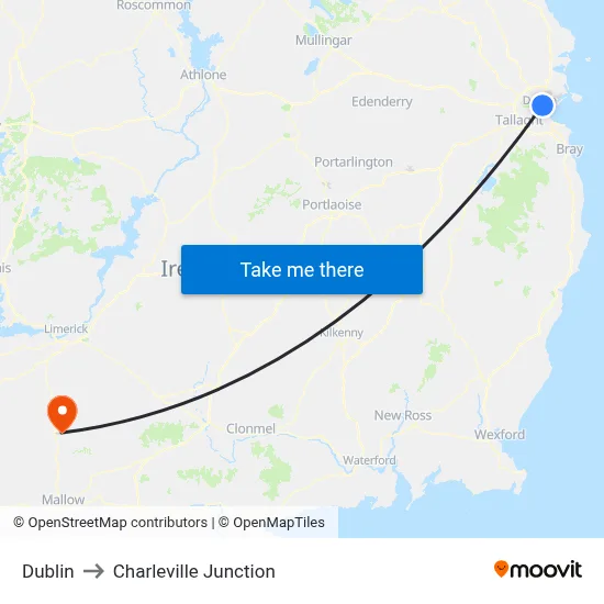 Dublin to Charleville Junction map