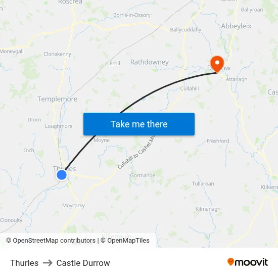 Thurles to Castle Durrow map