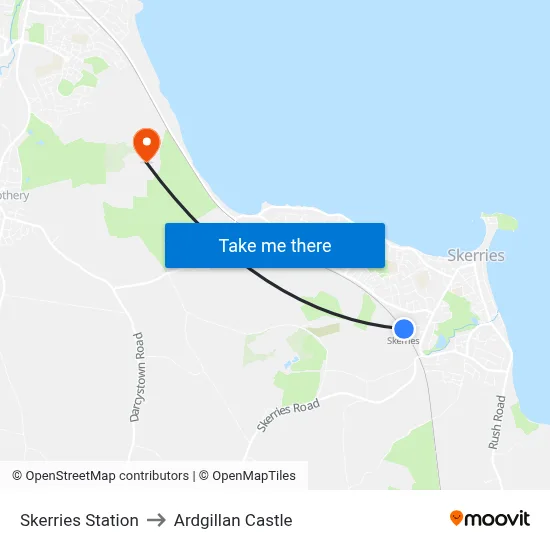 Skerries Station to Ardgillan Castle map
