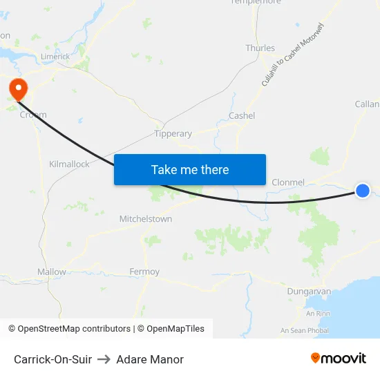 Carrick-On-Suir to Adare Manor map