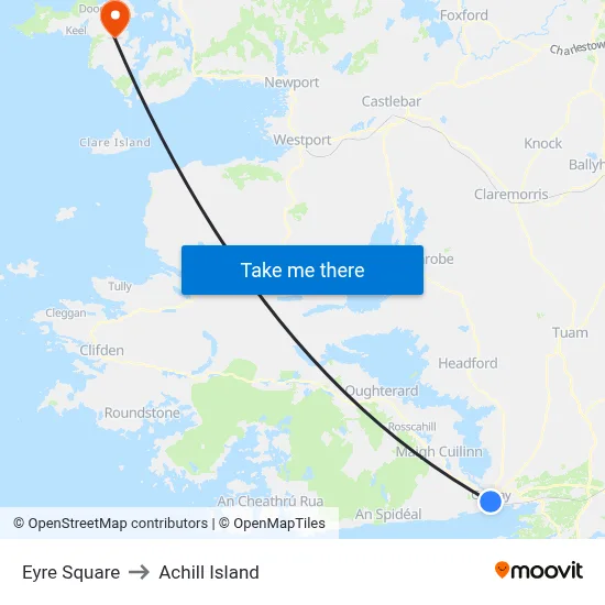 Eyre Square to Achill Island map