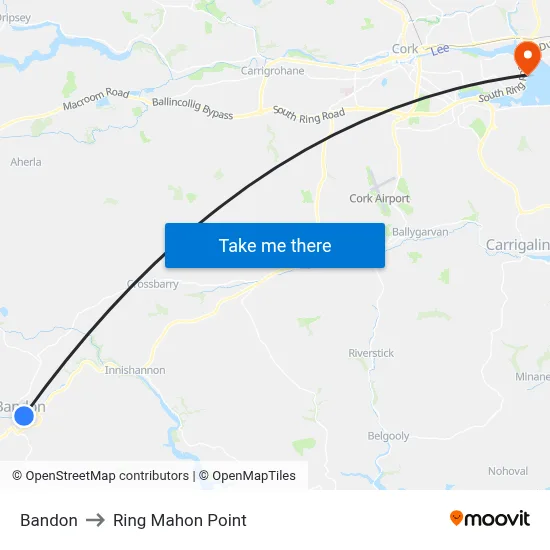 Bandon to Ring Mahon Point map