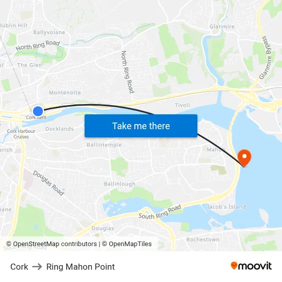 Cork to Ring Mahon Point map