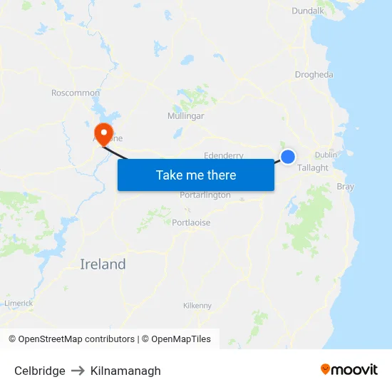 Celbridge to Kilnamanagh map