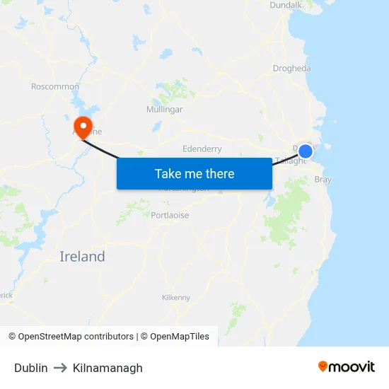 Dublin to Kilnamanagh map